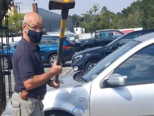 The dog was trapped in his car and dying in the heat. Help