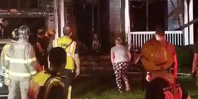 The master thought the dog was on fire, crying, and the dog appeared