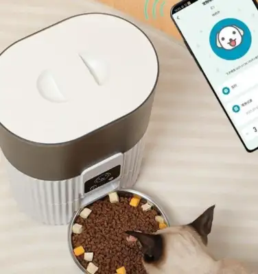 the iPhone13 remotely fixes the pet snack machine to keep the hairy kids well. Box