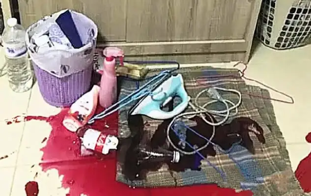 In the shower, there was a loud sound in the living room
