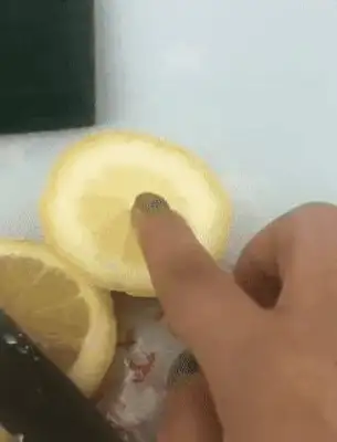 The master is teasing the dog with lemon, and the dog is beating like a thunderbolt