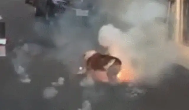 Dogs step on firecrackers already lit. Dogs: Who's after me